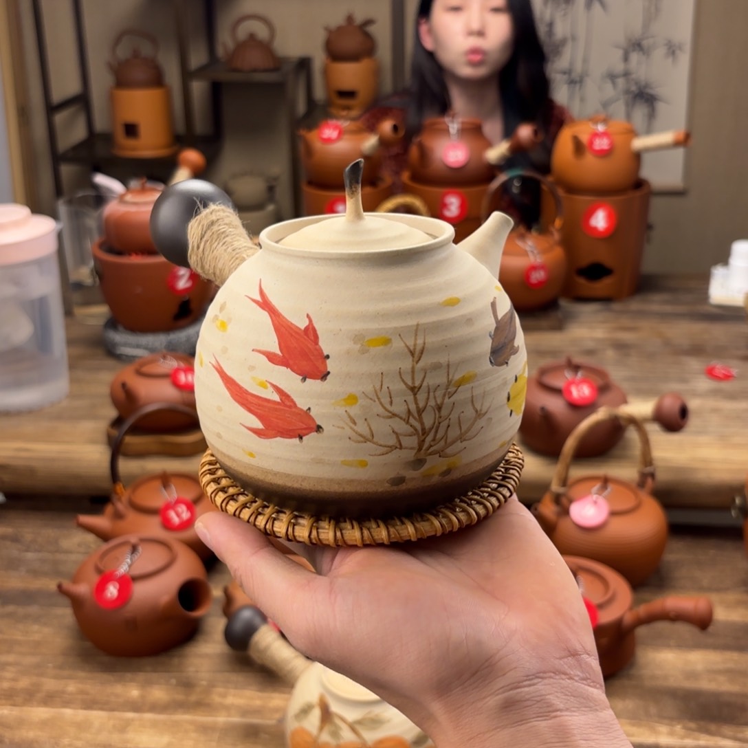 煮水煮茶甘甜 潮州砂佻壶 搭藤垫