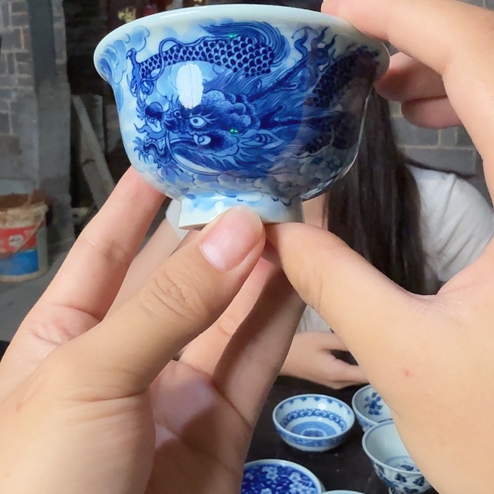 杯子青花云龙纹压手杯80cc