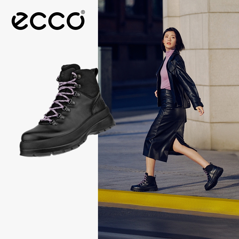 ECCO爱步高帮鞋女 2025秋冬新款厚底休闲鞋马丁靴 踪迹30 220703