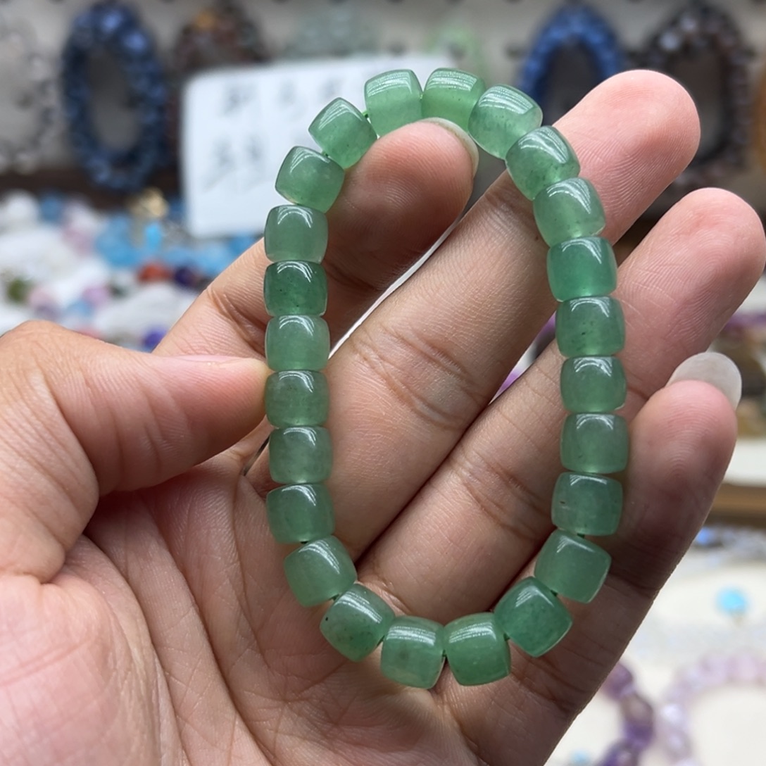 水晶未镶嵌手链绿草莓桶珠