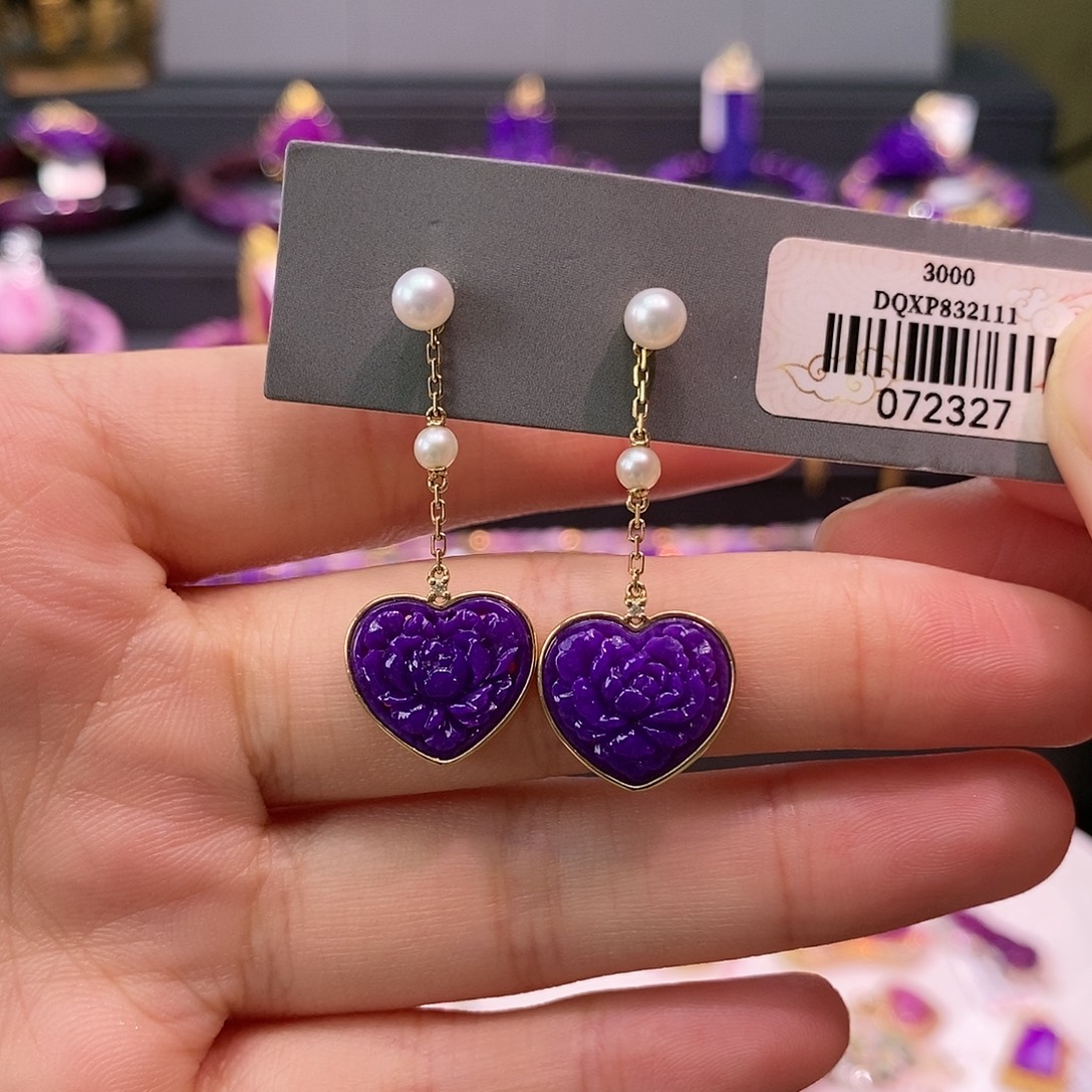 苏纪石（舒俱来）18K金镶嵌耳钉