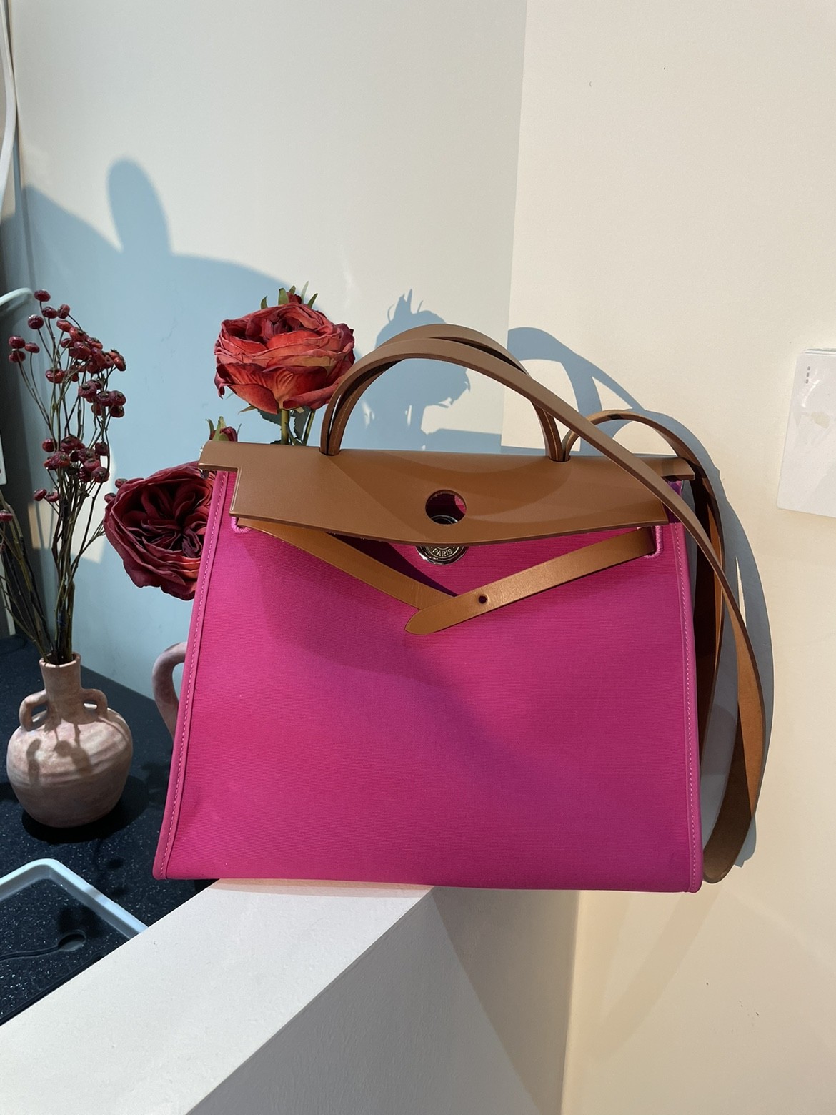 95新 Hermes/爱马仕 31herbag紫色单肩手提斜挎包二手奢侈品