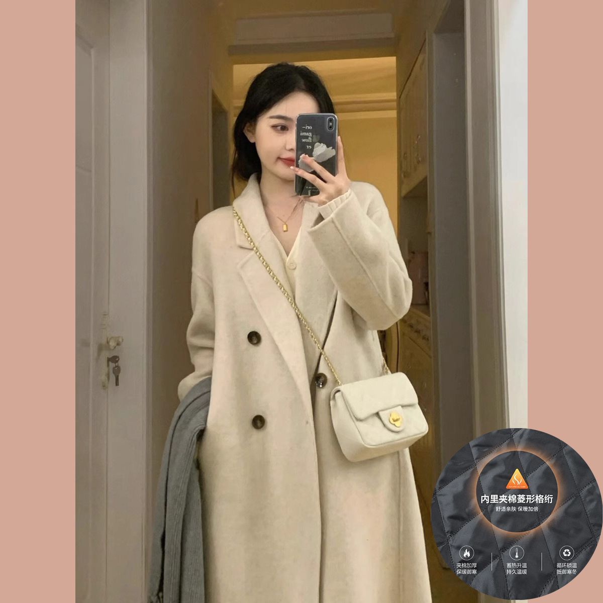 燕麦色韩系高级感毛呢大衣女2025新款秋冬季小个子中长款呢子外套