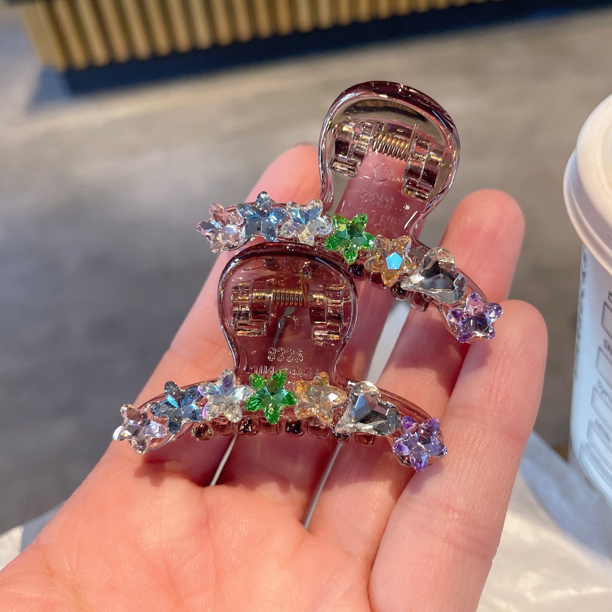 高级感彩色水晶星星小抓夹发抓夹精致小碎发侧边夹刘海发夹发卡