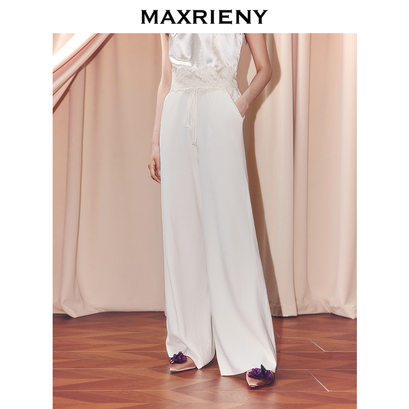 MAXRIENY极简主义穿搭磨毛阔腿裤25冬款亲肤软糯高弹垂感休闲长裤