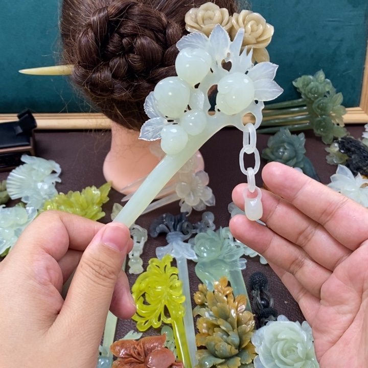 蛇纹石玉发饰未镶嵌