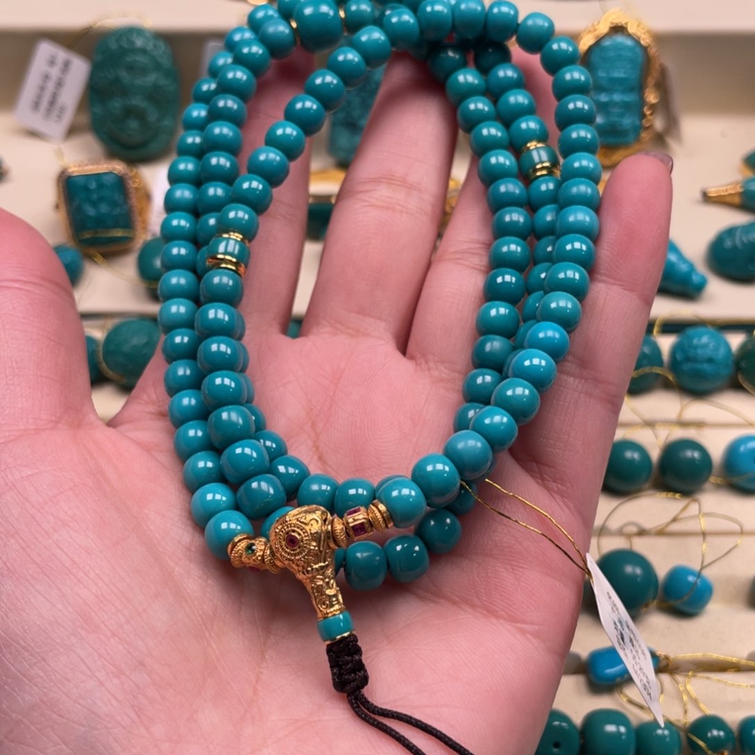 绿松石珠宝奇石18K金镶嵌