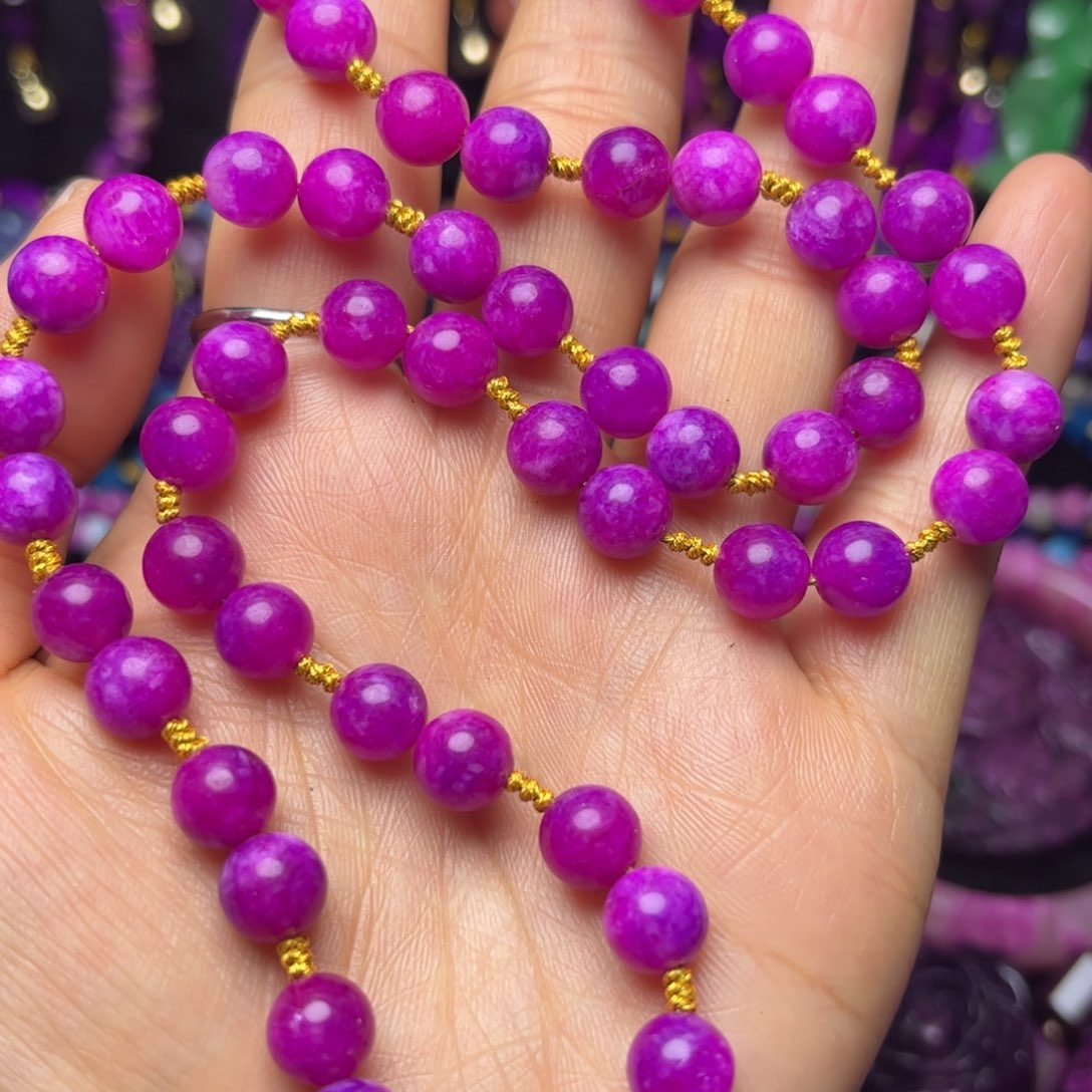 紫泥丝绒老油玉华透项链可搭配吊坠爆款卡8