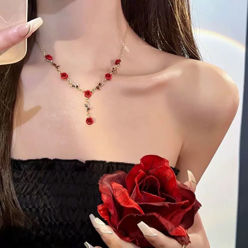 合金项链 日韩中国风休闲风植物花卉女颈链短款艺术流浪风