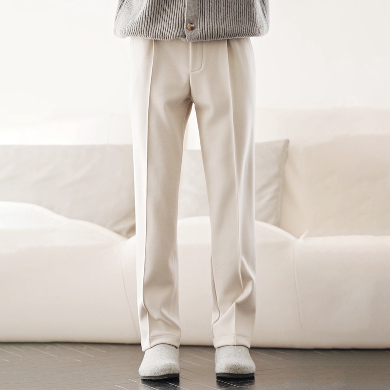 杰家同款 羊毛桑蚕丝加厚混纺宽松男士长裤慢跑休闲裤