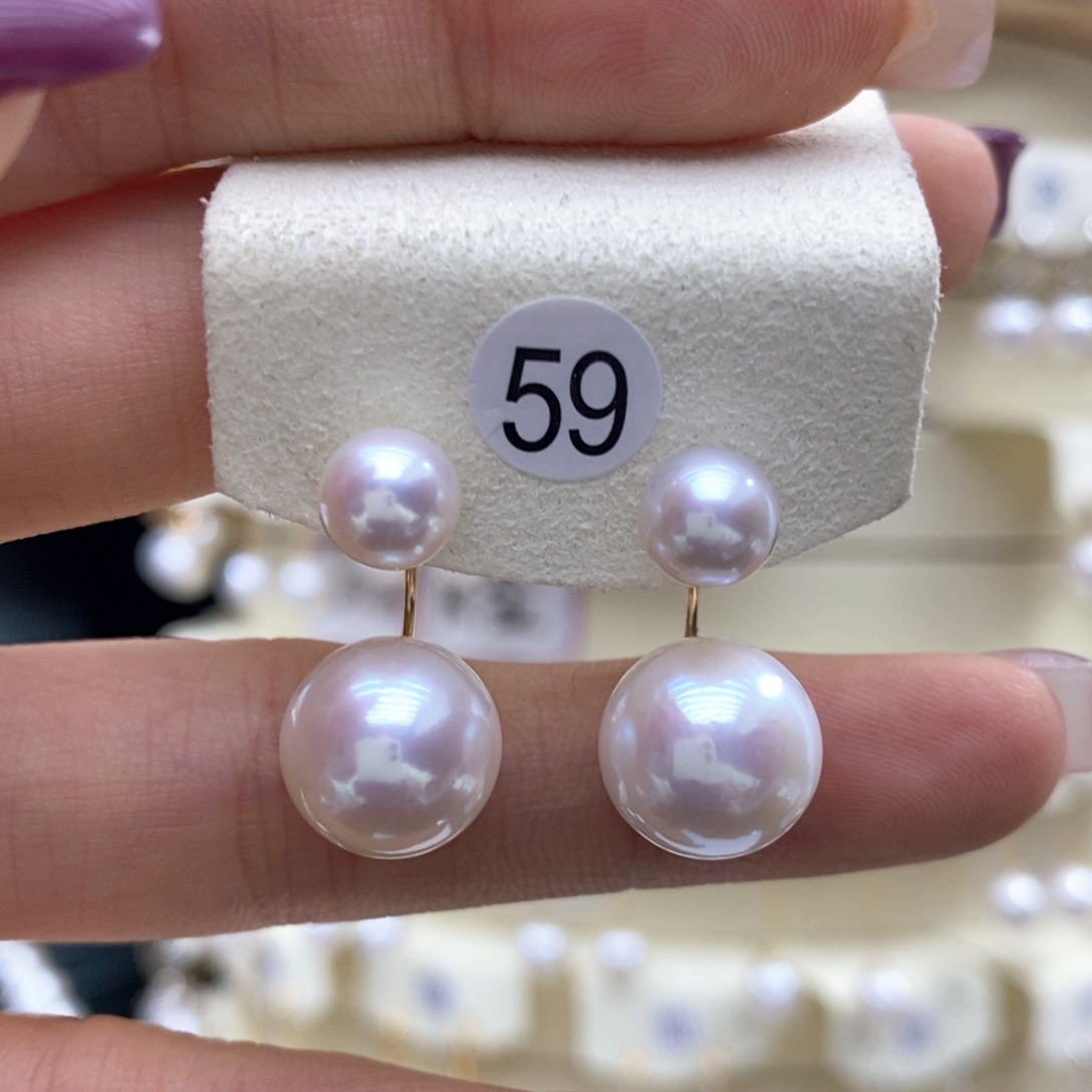 淡水珍珠耳饰18K金镶嵌