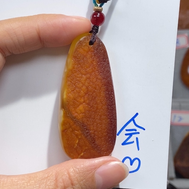 定制琥珀未镶嵌琥珀蜜蜡吊坠项链
