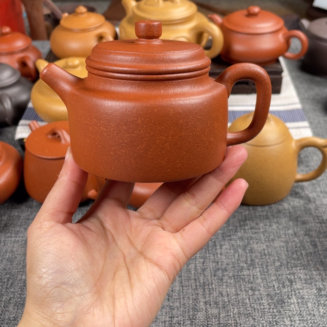 紫砂茶壶40目红降坡德钟210全手