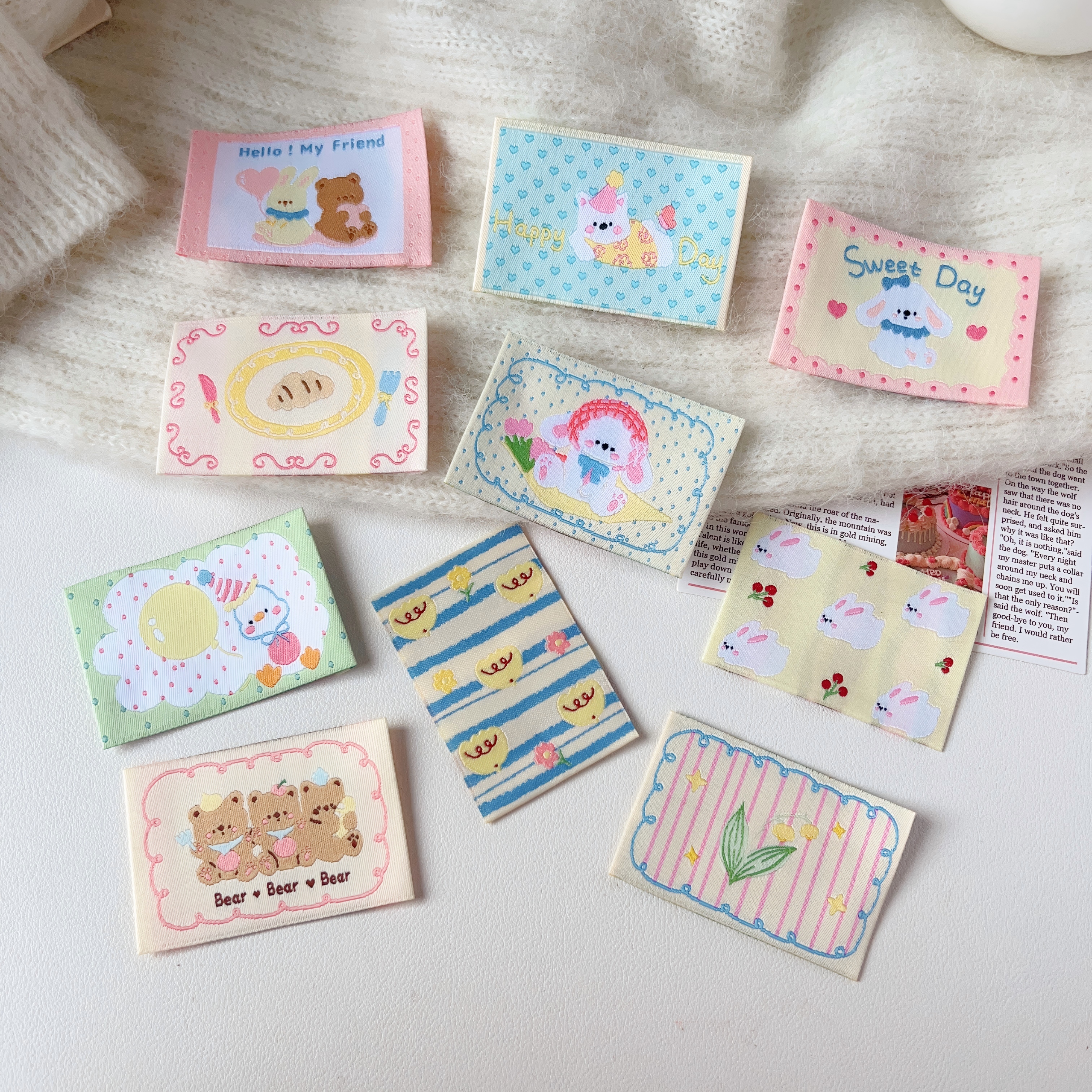 001-199 号 diy手工材料配饰花花蝴蝶结织唛标布标