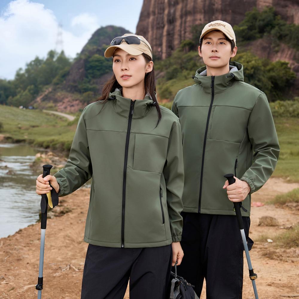 秋冬石墨烯冲锋衣软壳衣男女户外防风防水加绒外套企业工服2578