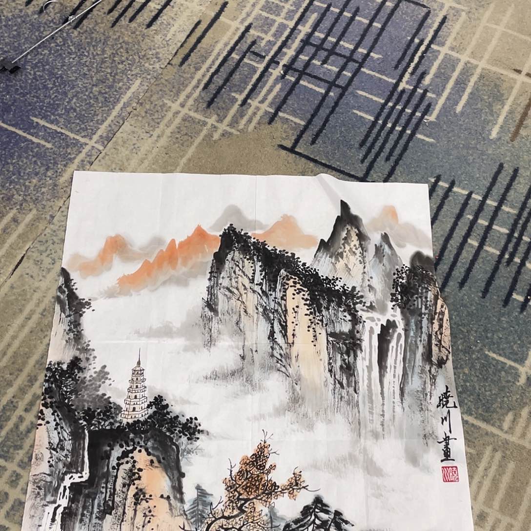 国画被***兽四尺斗方作品111111