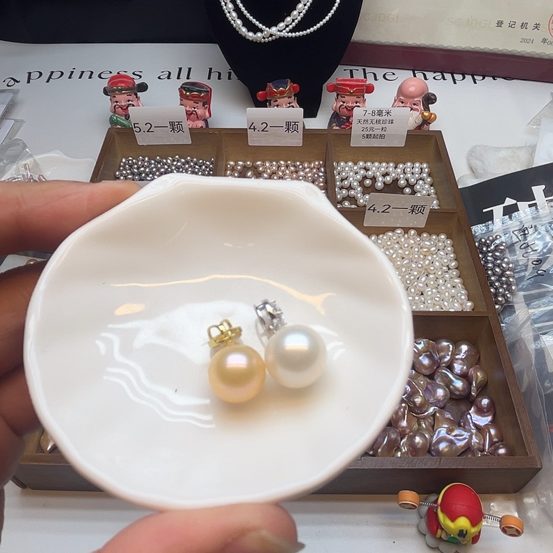 淡水珍珠银S925镶嵌天然无核珍珠