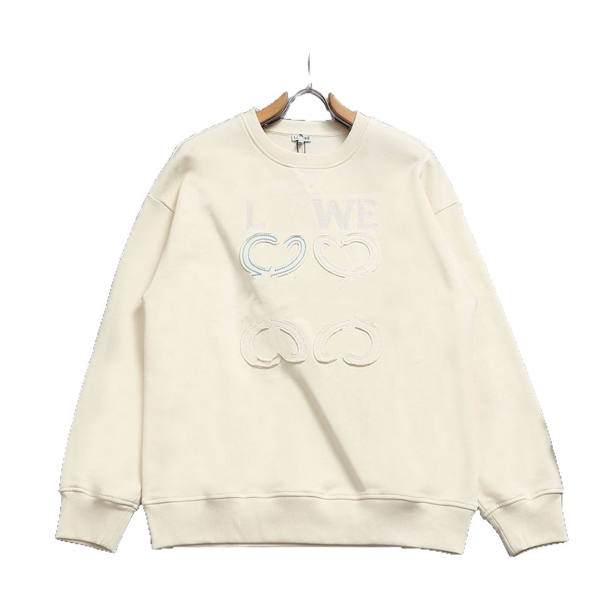 LU罗家高版本25SS新款经典高密度线绣花字母LOGO百搭男女圆领卫衣