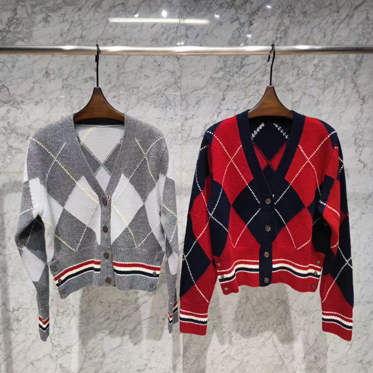 秀场款 菱形格羊毛开衫休闲亲肤时尚百搭显瘦菱格针织秋冬