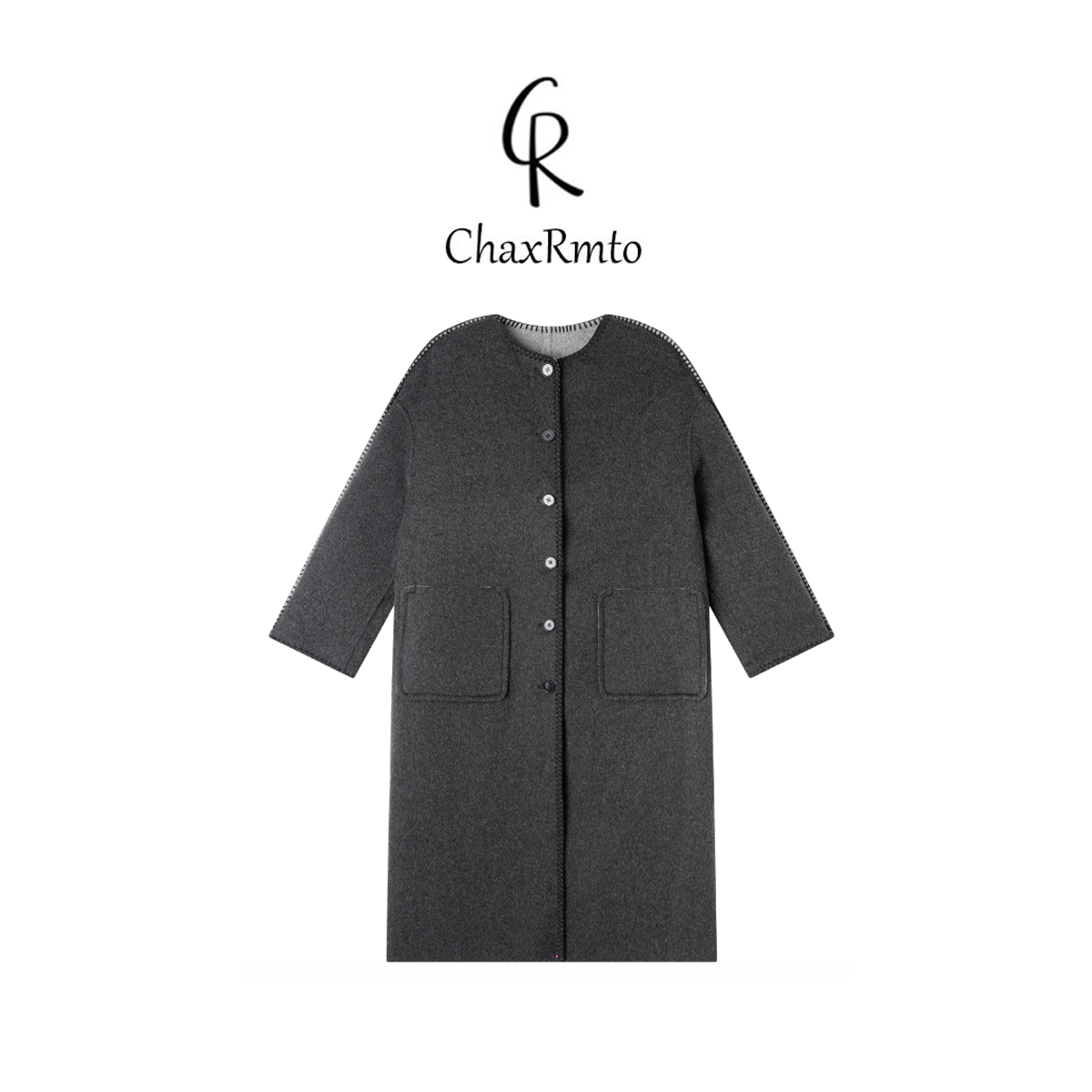 ChaxRmto 100绵羊毛秋冬设计感长款毛呢外套 CC2D2522