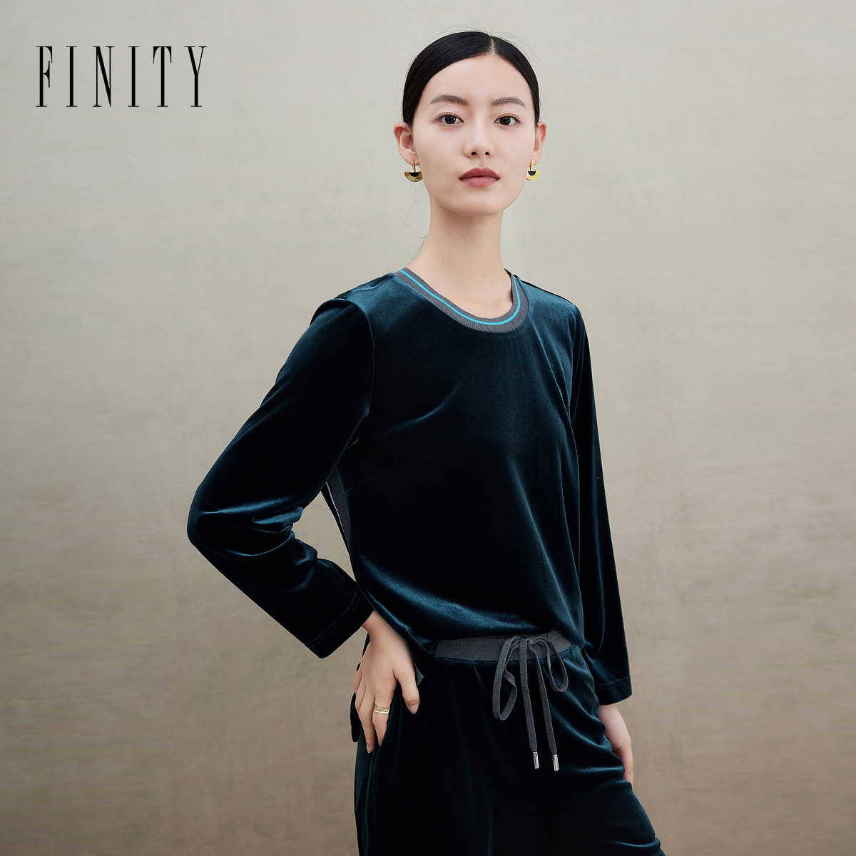 【粉丝专享】FINITY 雪纺衫女轻薄减龄长袖休闲复古 F20UD4121T