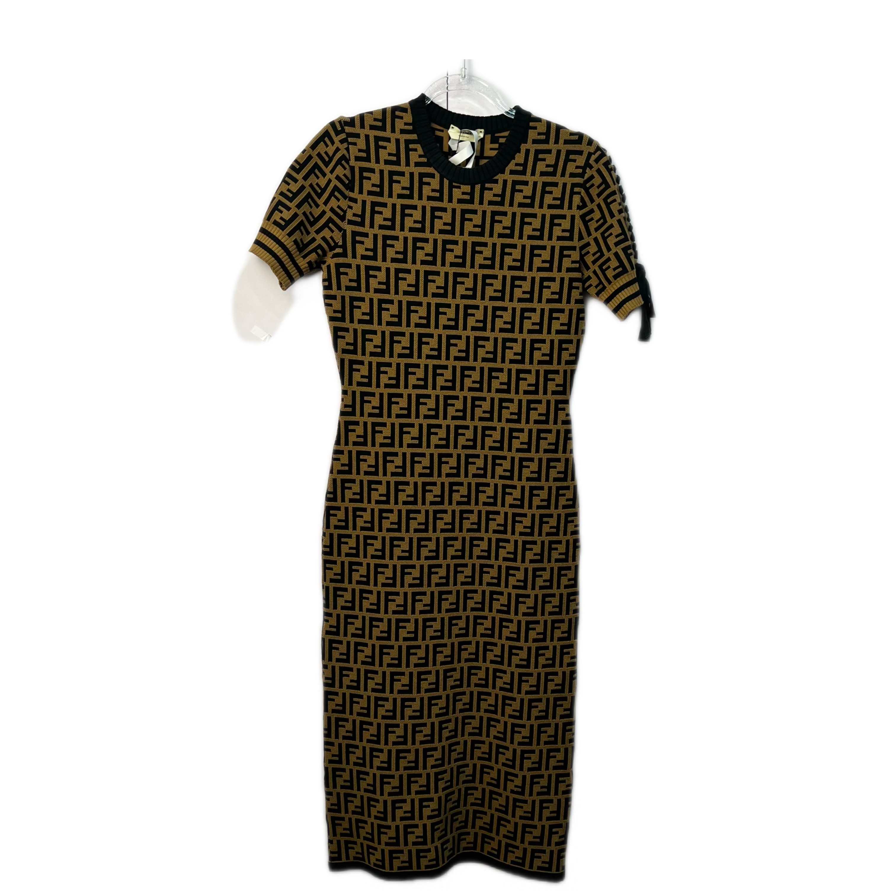 99新 FENDI/芬迪 02023 FF满印logo修身长裙 38码