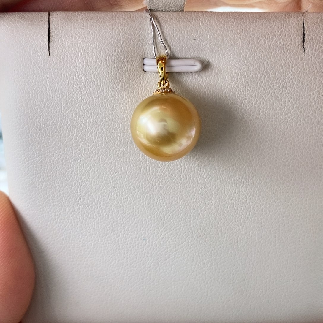 海水珍珠吊坠(不含链)18K金镶嵌南洋13-14m m