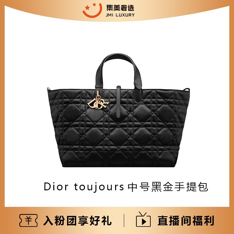 99新 DIOR/迪奥 Dior toujours中号手提黑金包/AM8298代卖服务