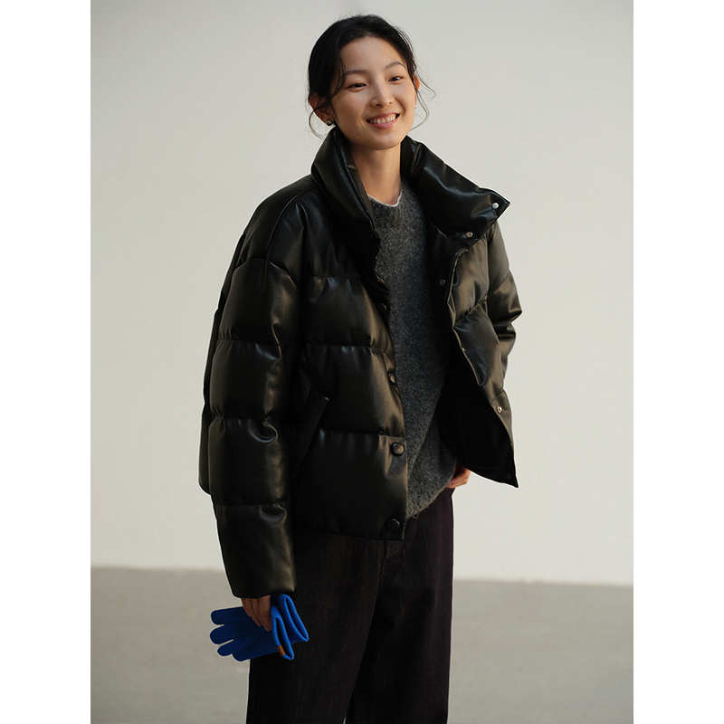 清仓【1413】立领短款女冬季新款高级感加厚90白鸭绒黑色保暖