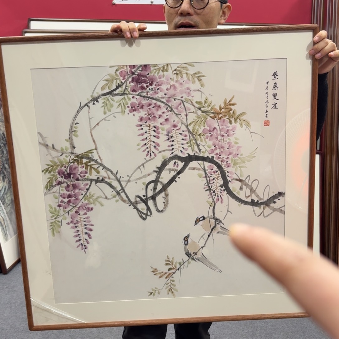 国画带框绘画80/80尺寸