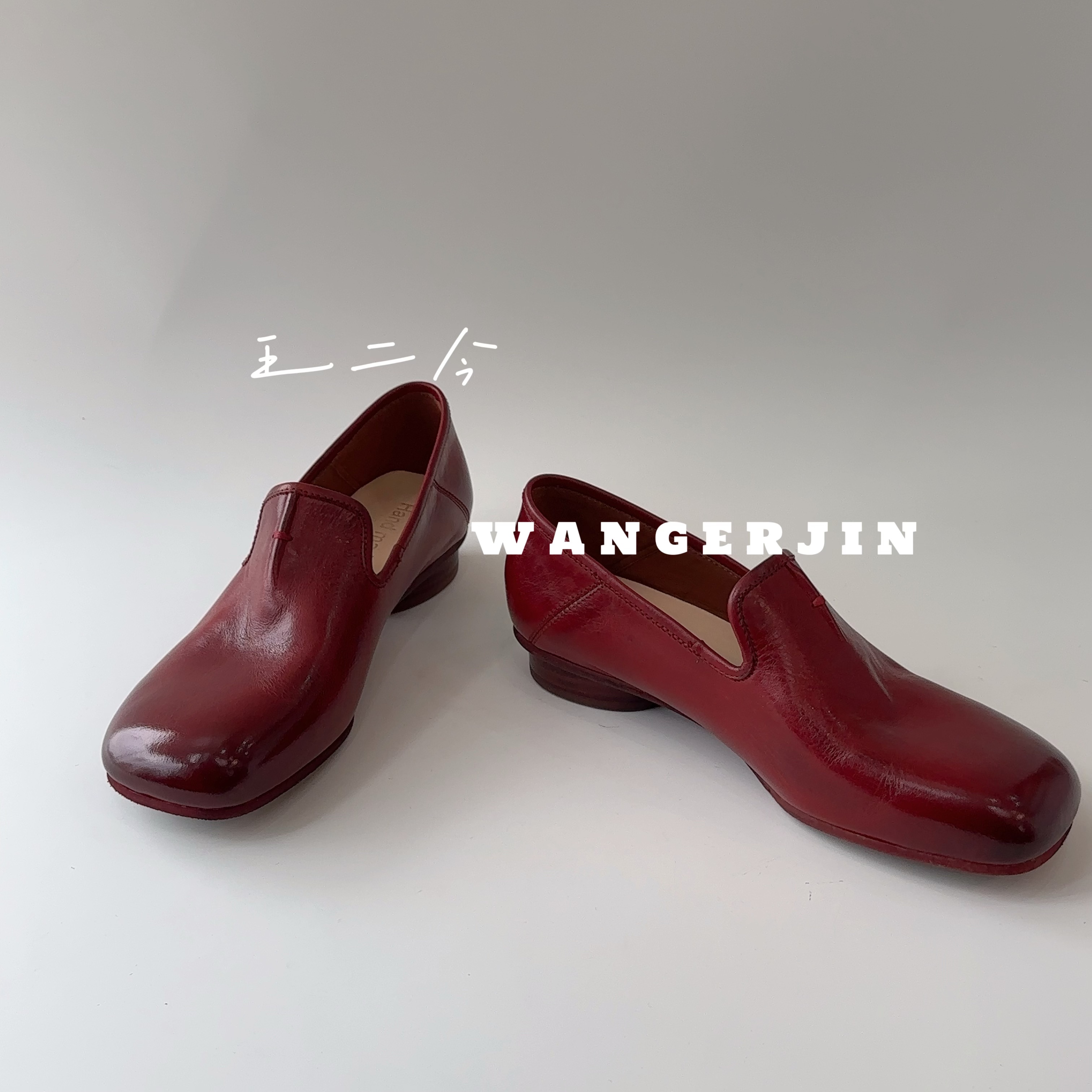 王二今/牛皮/3CM/极简老钱新中式圆头粗跟法式气质时装乐福单鞋女