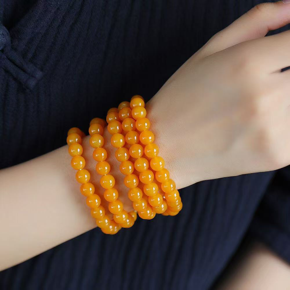 8mm田黄精美佛珠链-865