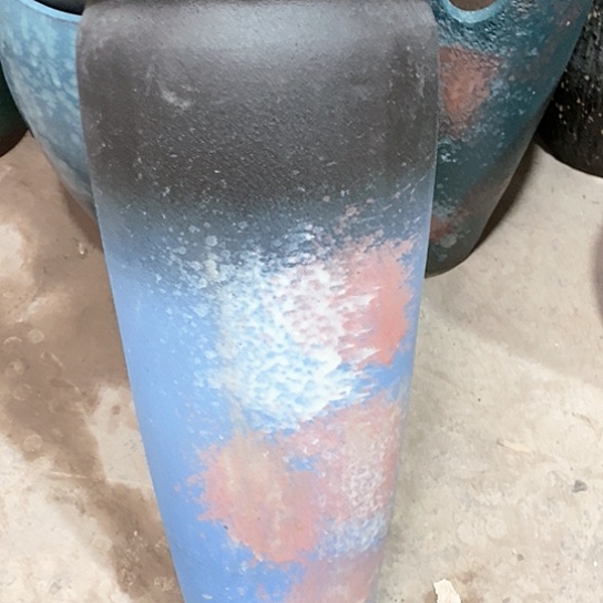 紫砂花盆口20高度45蓝泼墨处理灰尘