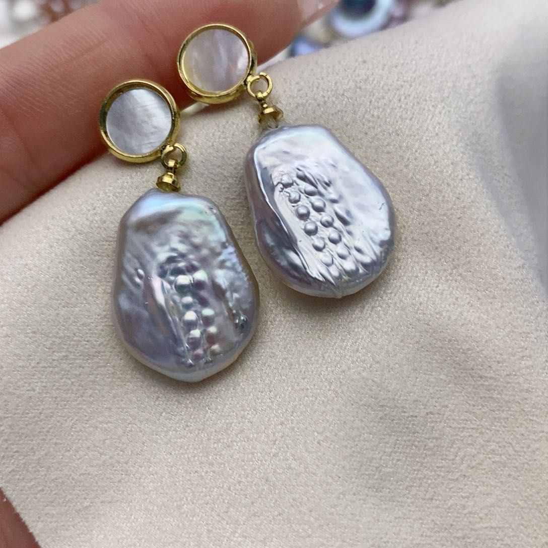 【闪购商品】淡水珍珠耳饰银S925镶嵌
