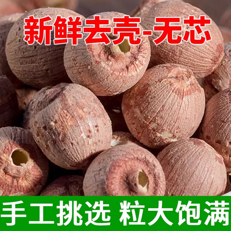 红莲子带心大颗粒湘潭莲子有芯干货农家湖南特产粉糯红皮莲子500g