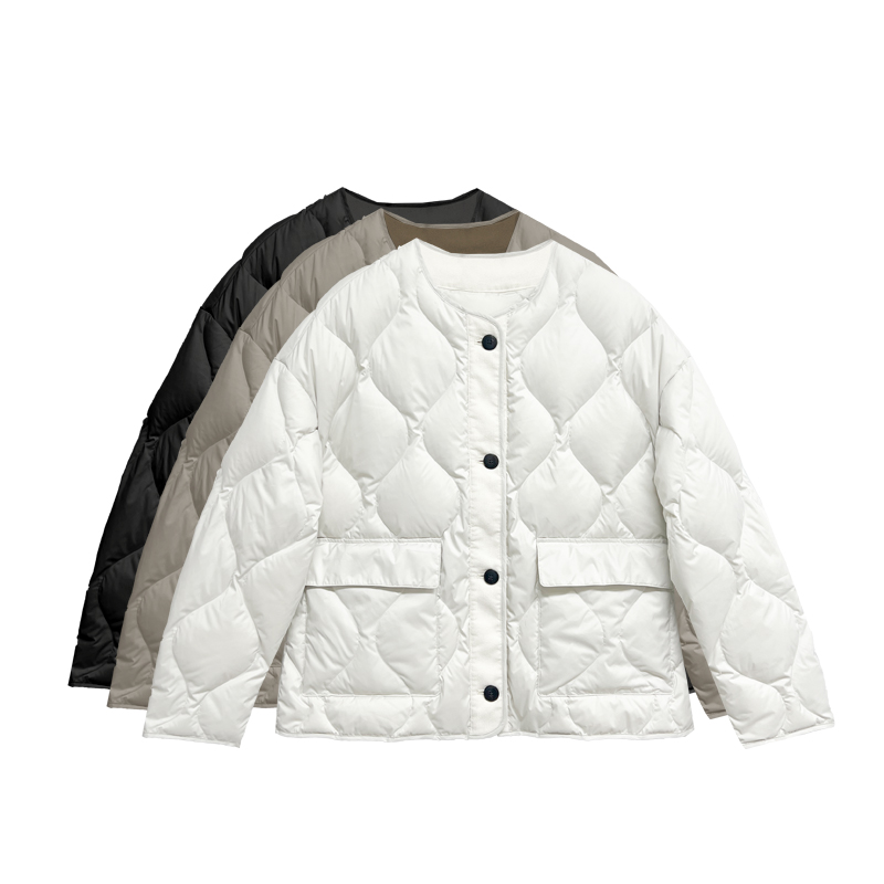 【橙庐】500855简约超轻葫芦纹女款羽绒服 95白鹅绒中短款时尚保暖