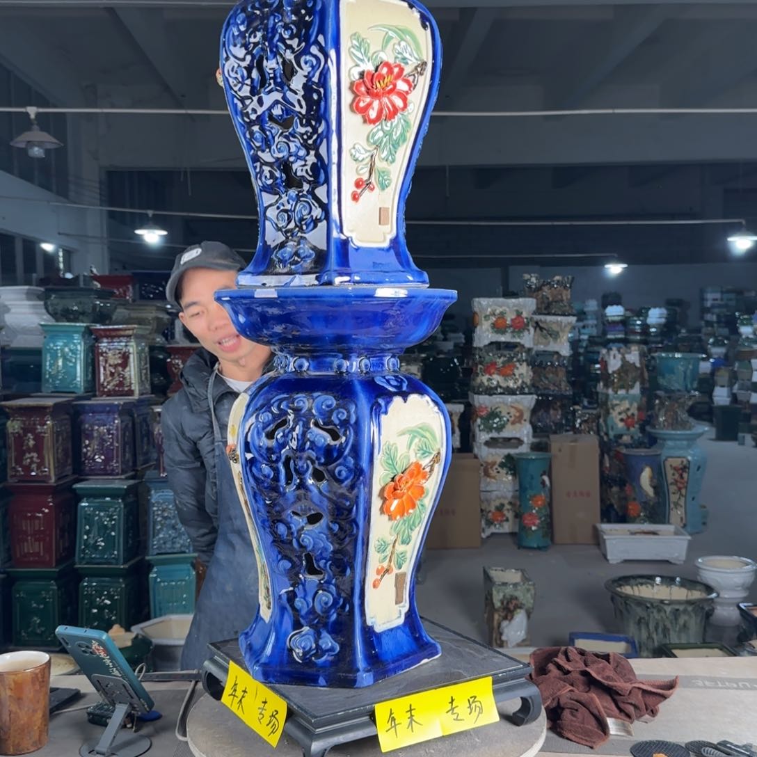 一风堂石湾花盆。沐*～高温裂 章少一个微瑕