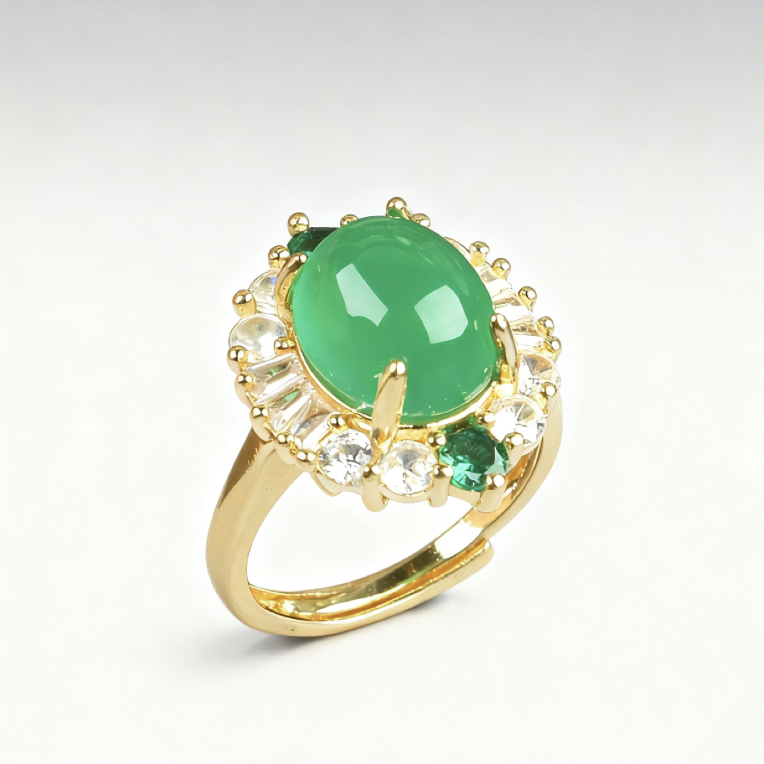 Q. 高级绿豪华镶嵌戒指挂车链接勿拍-GY