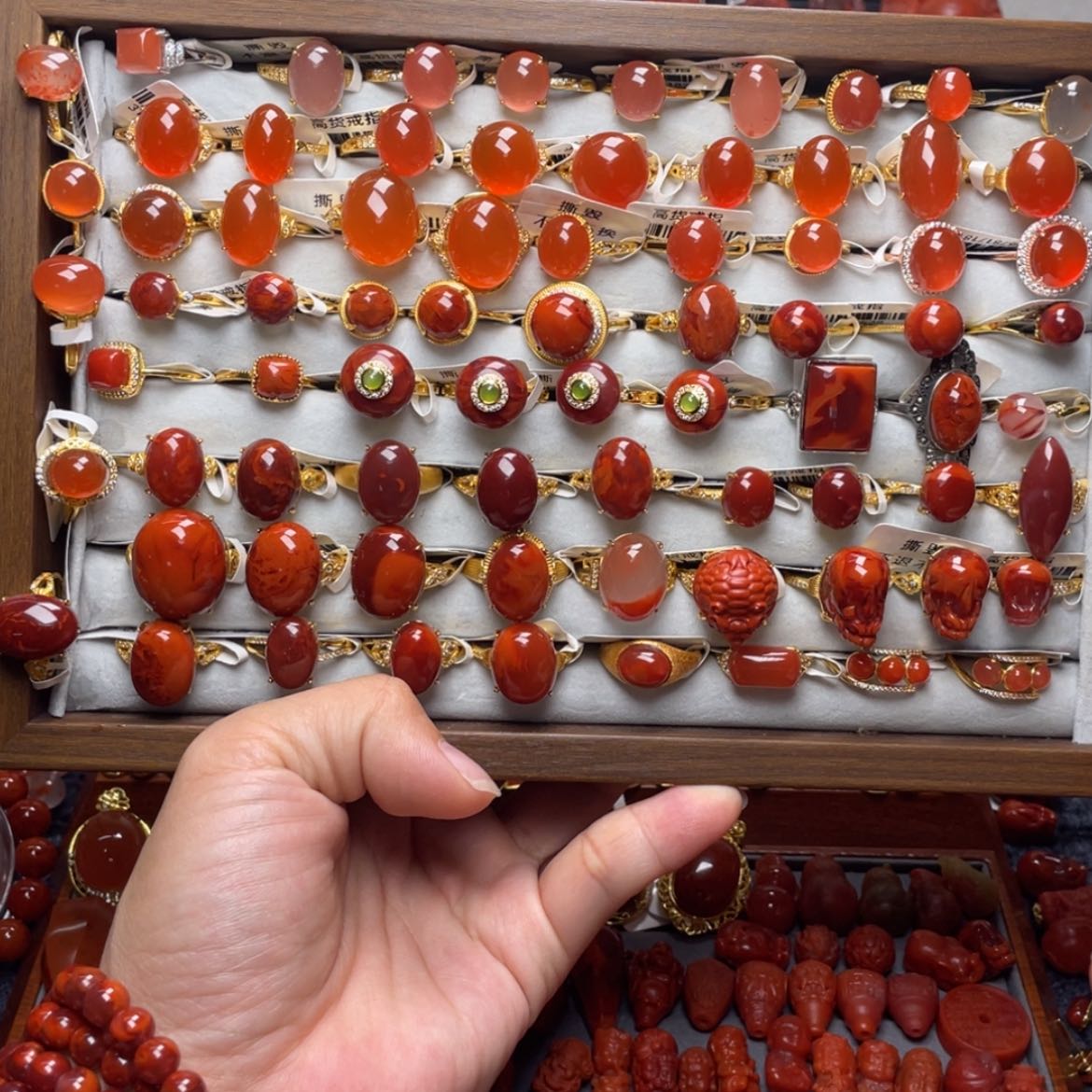 【闪购商品】银S925镶嵌选戒指南红玛瑙