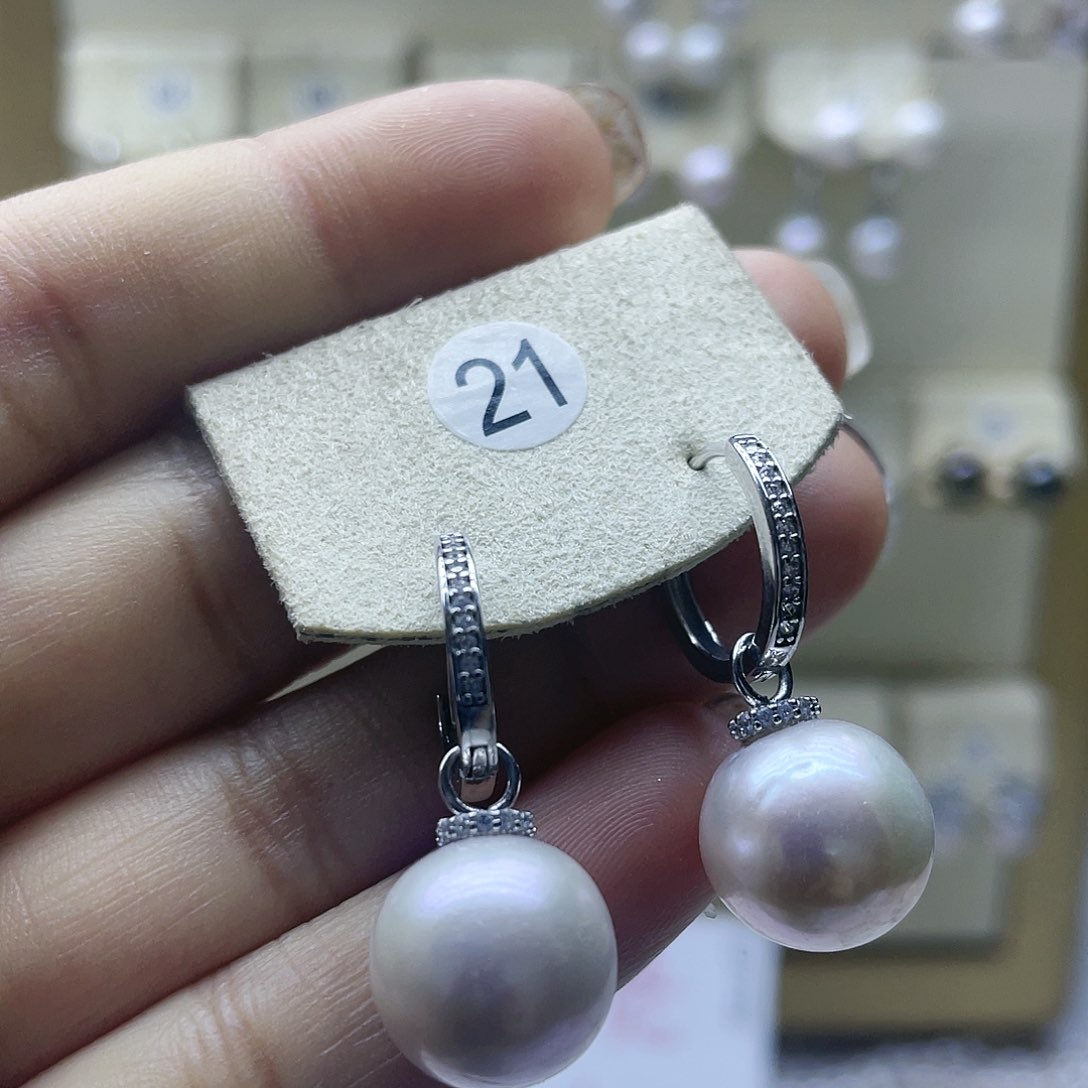 淡水珍珠耳饰银S925镶嵌