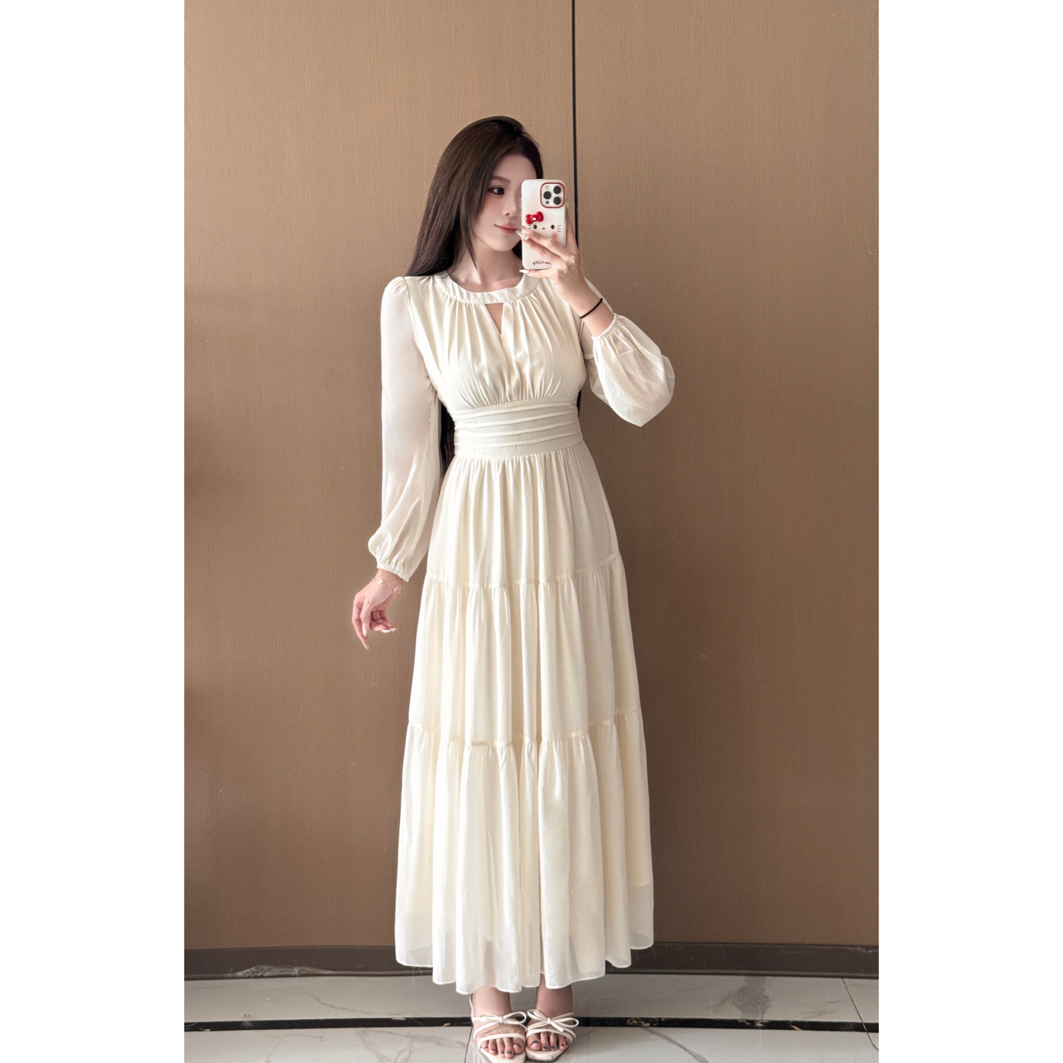 大码女装春秋款长袖时尚优雅收腰气质法式连衣裙13092