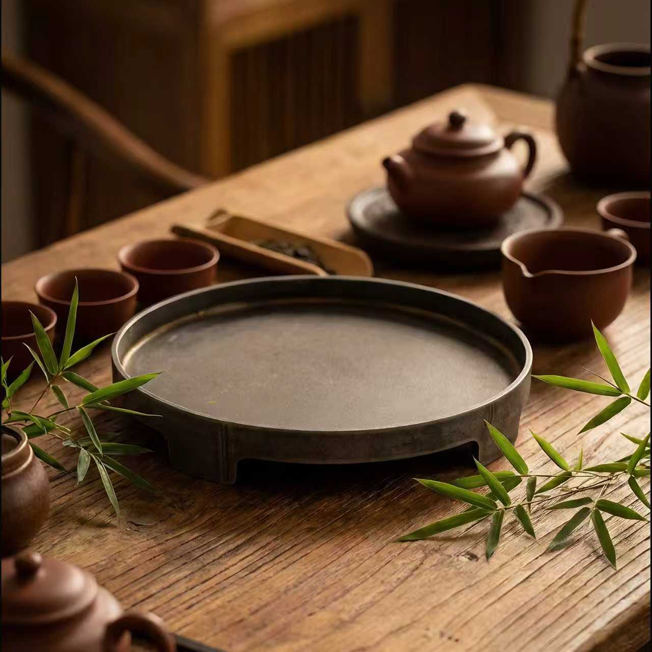 家用圆形铸铁接灰托盘香薰蜡烛防灰底盘煮茶炉火炉隔热垫碳炉底座