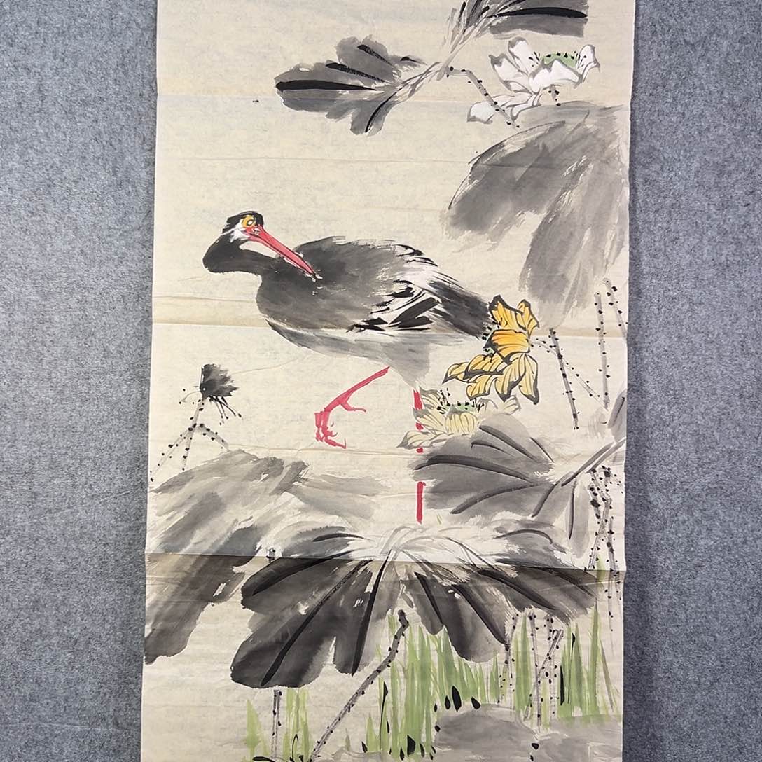 国画831 花鸟在树丛的顶端鸣叫叫声响