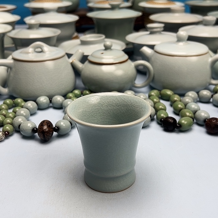 杯仿古粉青釉闻香杯原矿原釉原产地