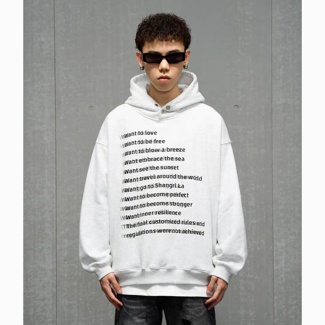 原创国潮幻影字母连帽卫衣秋冬新款加绒慵懒休闲情侣帽衫外套