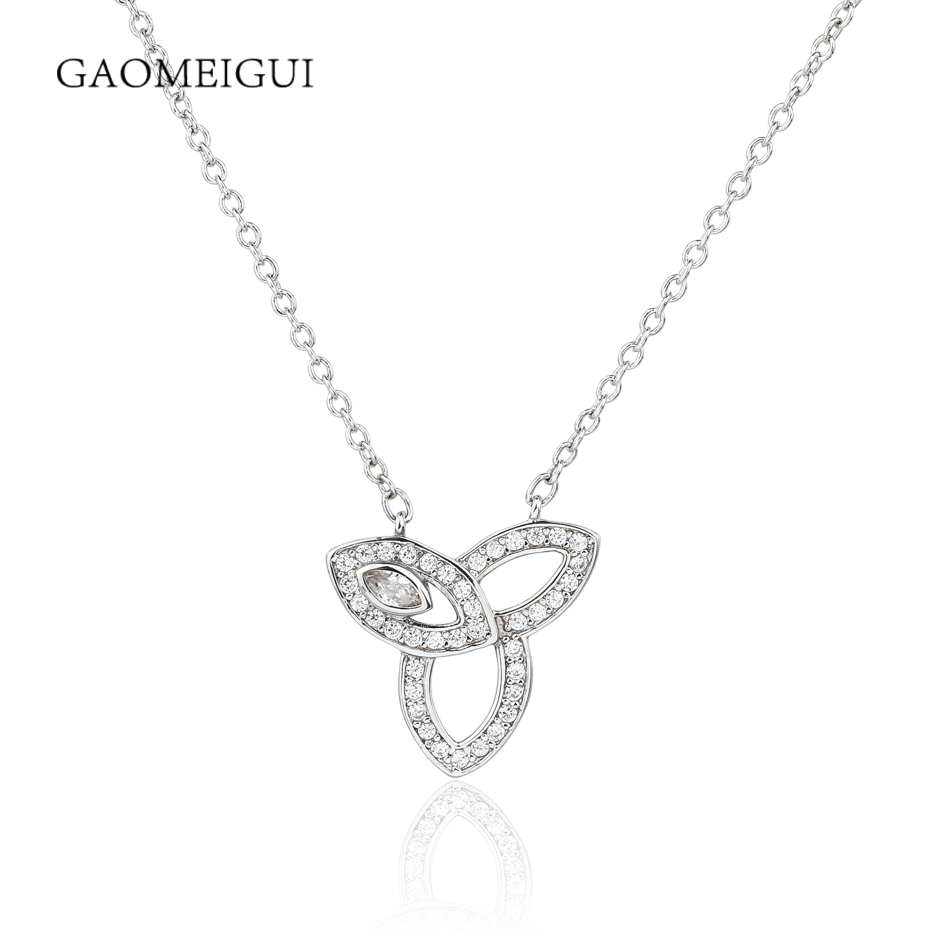 合金硅胶项链 GAOMEIGUI海外款 三叶花白钻项链A1083