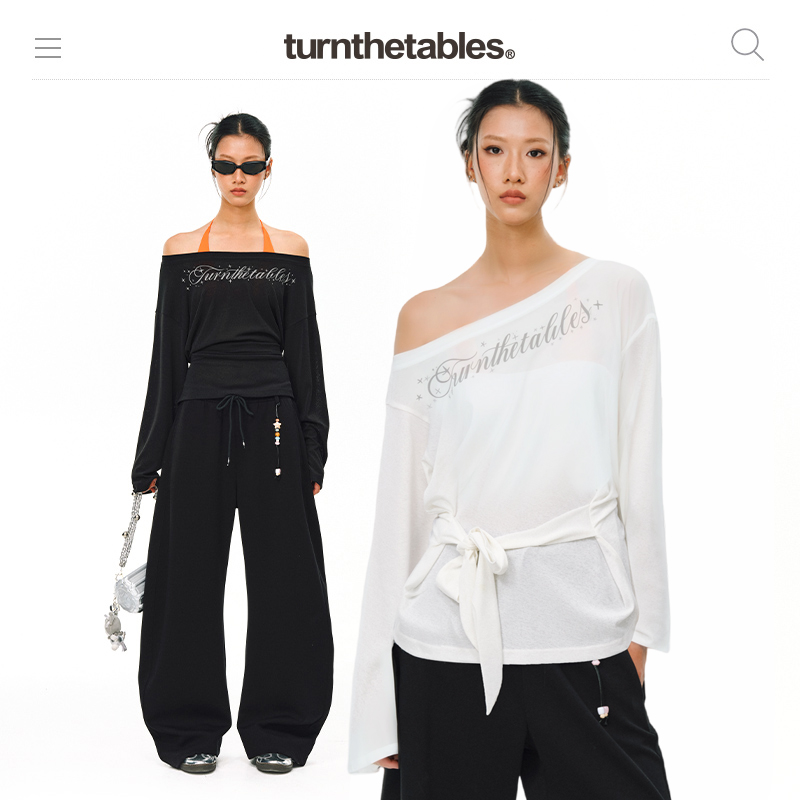 【多种穿法】显瘦高级飘带可束腰罩衫长袖T恤Turnthetables