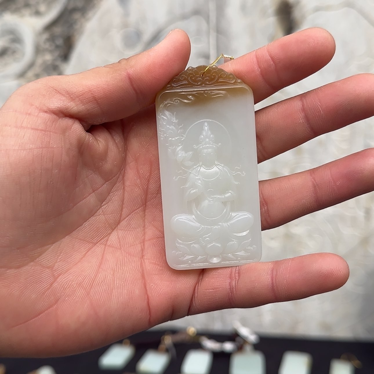 【闪购商品】和田玉颈饰未镶嵌糖白观音吊坠