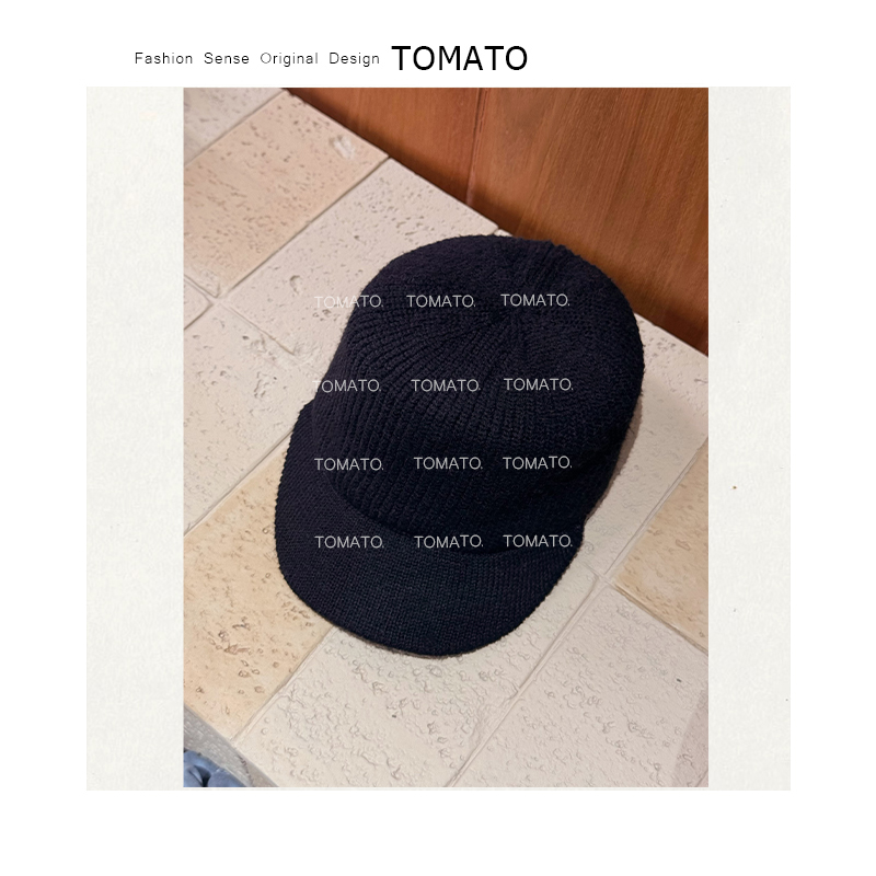 TomaTo-韩系高级感百搭显脸小鸭舌帽马术帽针织帽 C25MZ88822