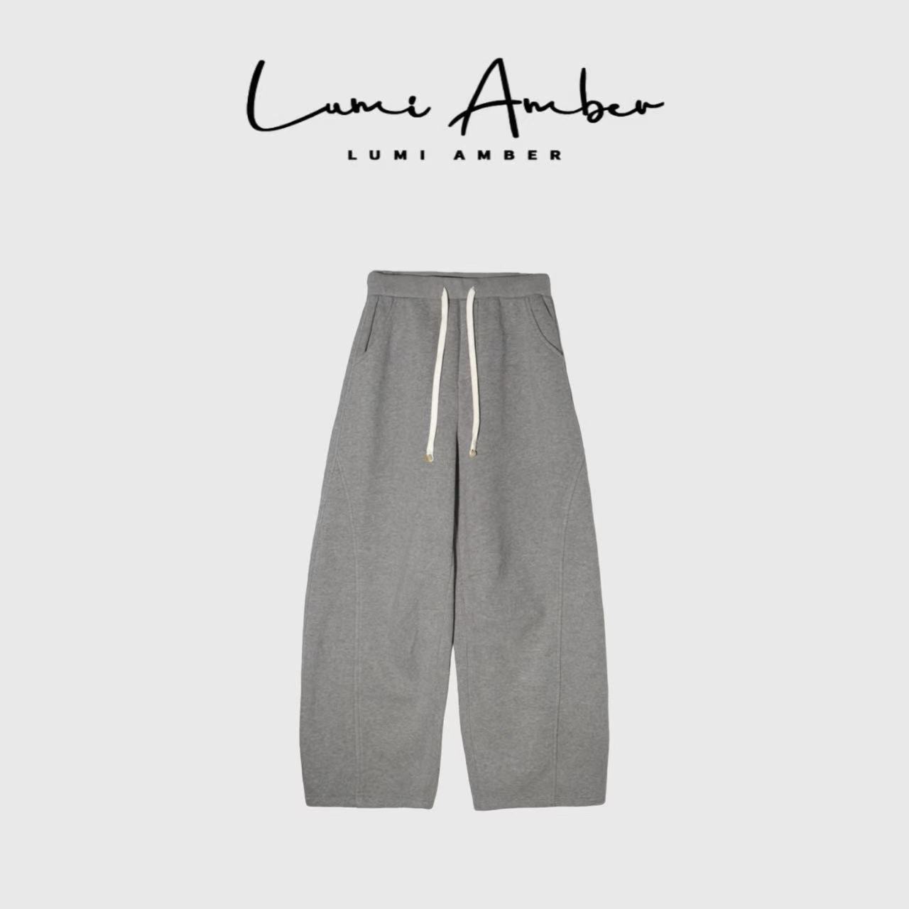 Amor狄傲*软糯松弛感松紧腰线条感宽松加绒休闲裤WW-25B687-8950